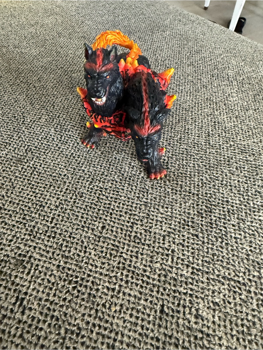 Two-Headed Schleich Flame Wolf Action Figure - Black and Orange